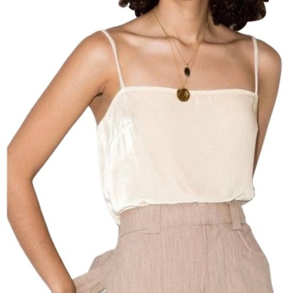 Reformation Tops - Reformation Ross Almond Cream Crushed Velvet Tank Top New
